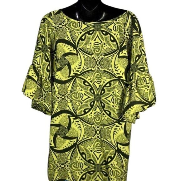 MANUHEALII Green Long Sleeve Pull-over Poly Blend Blouse Women - Size M L - Picture 2 of 4